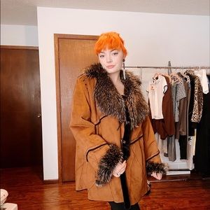 leather coat with faux fur